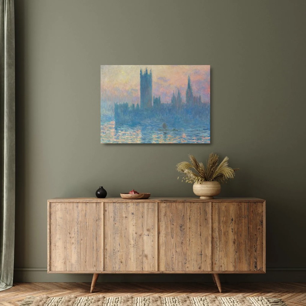 Üveg kép - Claude Monet, The Houses of Parliament, Sunset, reprodukciók (70x50 cm)