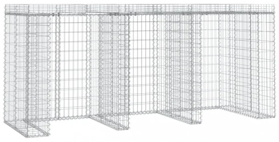 horganyzott vas gabionkosár szemeteskukához 270 x 91 x 120 cm