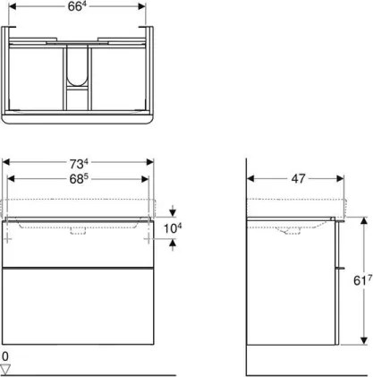 Geberit 500.353.00.1 - Fürdőszobai mosdó alatti szekrény Smyle Square 61,7x73,4 cm fehér