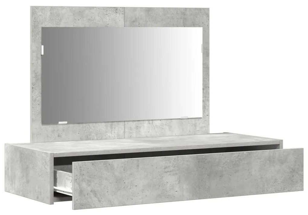 Fali Akasztós Sminkasztal Beton Szürke 100x40x70 cm