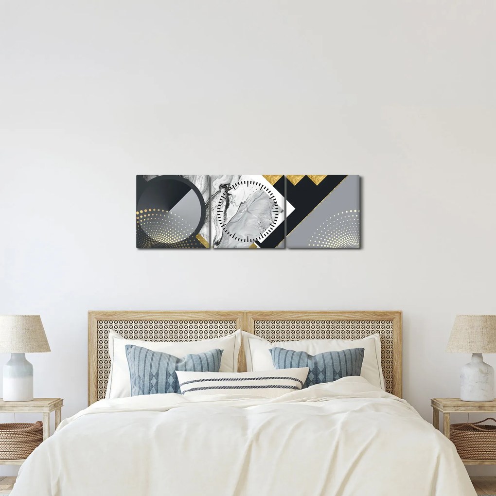 Kép - Texturális kollázs (órával) (90x30 cm)