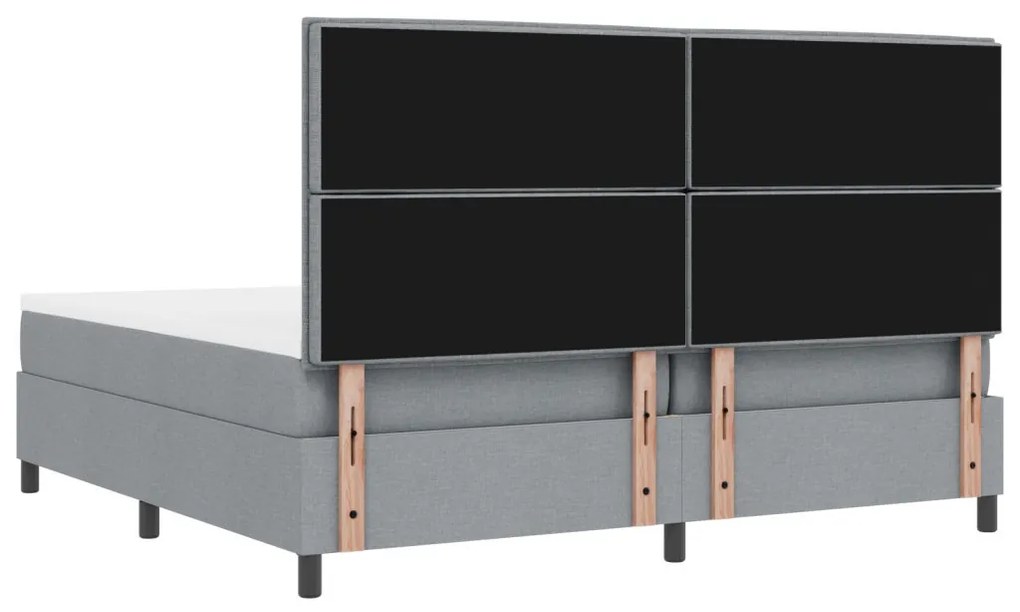 vidaXL Rugós ágy matraccal és LED világítással, világosszürke, 200 x 200 cm-es szövet