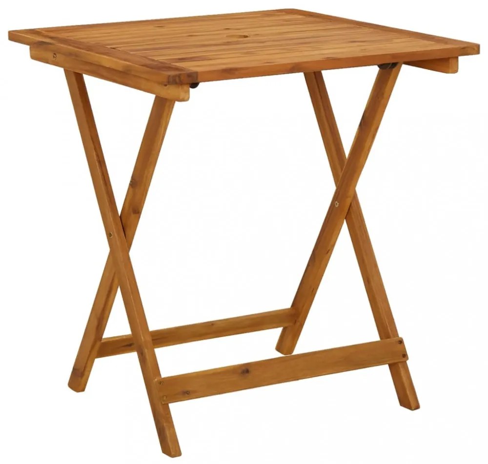 tömör akácfa összecsukható kerti asztal 70 x 70 x 75 cm
