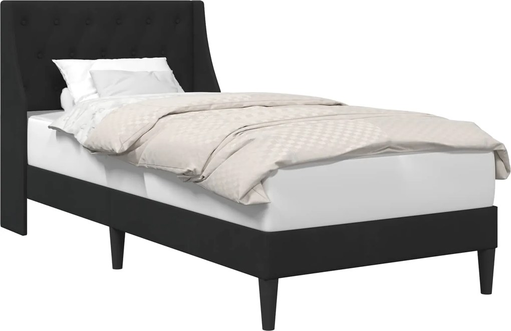 vidaXL Ágykeret fejtámlával Fekete 100 x 200 cm Bársony