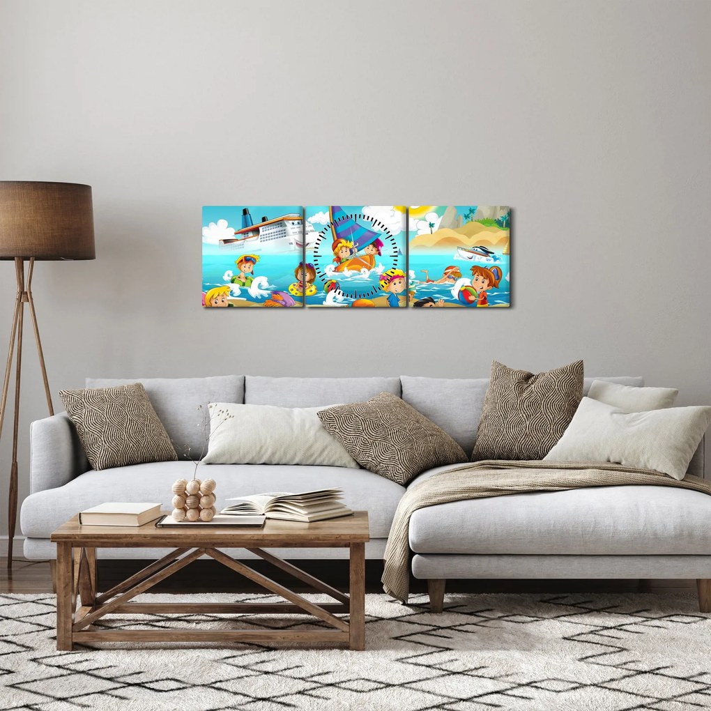 Kép - Egy nap a tengerparton (órával) (90x30 cm)
