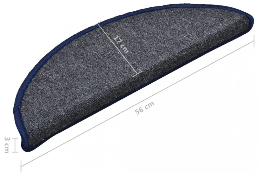 15 db sötétszürke és kék lépcsőszőnyeg 56 x 17 x 3 cm