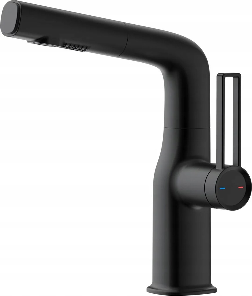 Mosdó csaptelep Fekete Líra kihúzható kifolyócsővel Ww