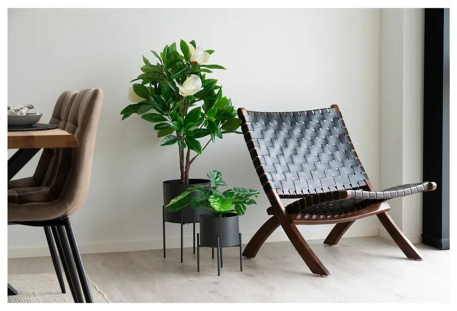 Fekete bőr fotel Perugia - House Nordic