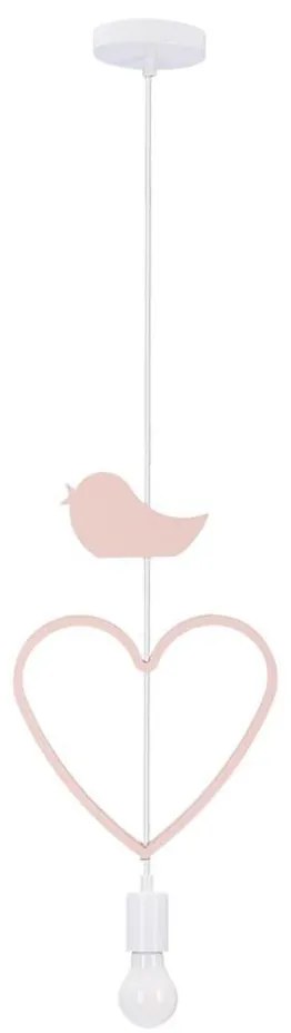 HEART gyermek függőlámpa zsinóron 1xE27/20W/230V rózsaszín/fehér