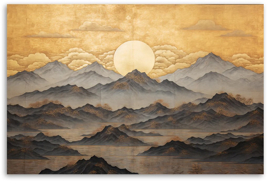 Gario Vászonkép Gyönyörű arany táj Japánban Méret: 100 x 70 cm