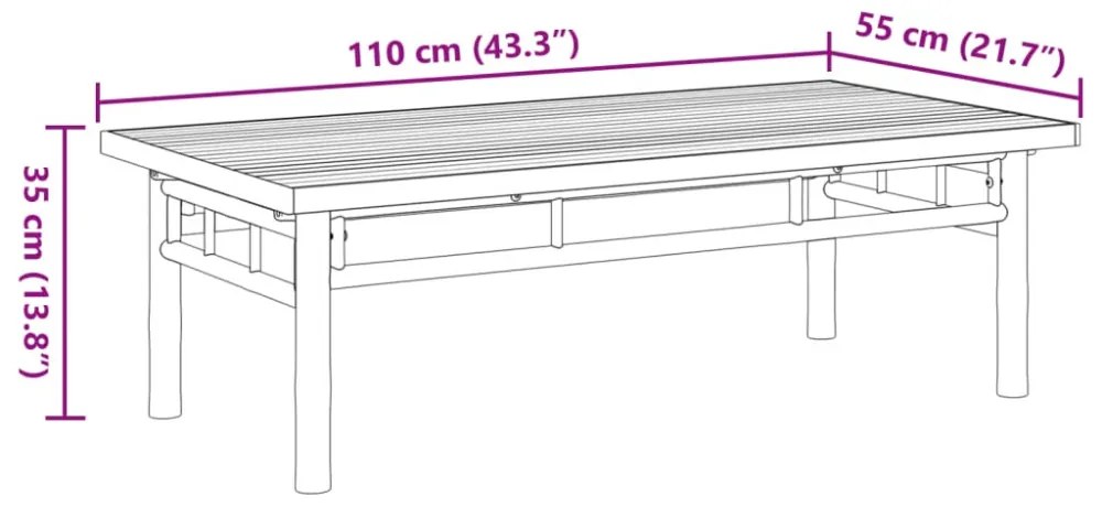 bambusz dohányzóasztal 110 x 55 x 35 cm