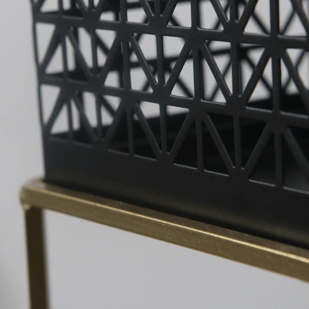 2 darabos virágtartó állvány szett, szögletes/kerek, fekete/arany, ESME SET