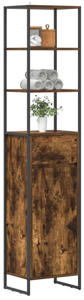 vidaXL Fürdőszoba Székény Füstös tölgy 40 x 30 x 180 cm Faanyag