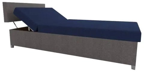 Kárpitozott heverő állítható fekvőfelülettel és tárolóhellyel DALLAS 108x205 cm szürke/kék