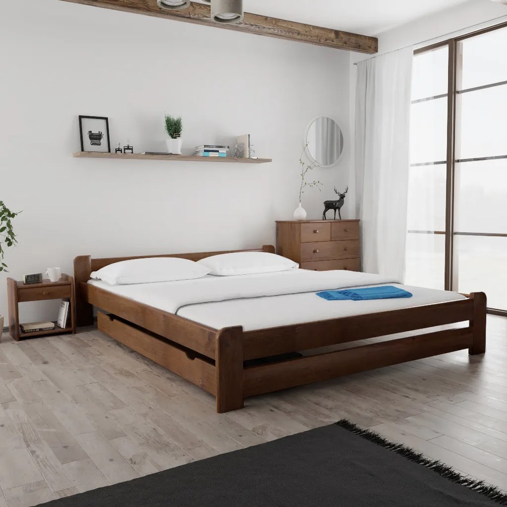 Emily ágy 180x200 cm, tölgyfa Ágyrács: Léces ágyrács, Matrac: Sommera 18 cm matrac