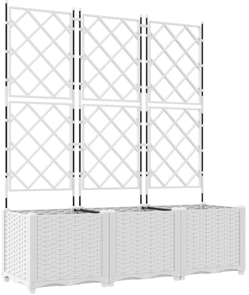 Kerti Virágcserép Rácsos 3 db Fehér 120x40x143 cm