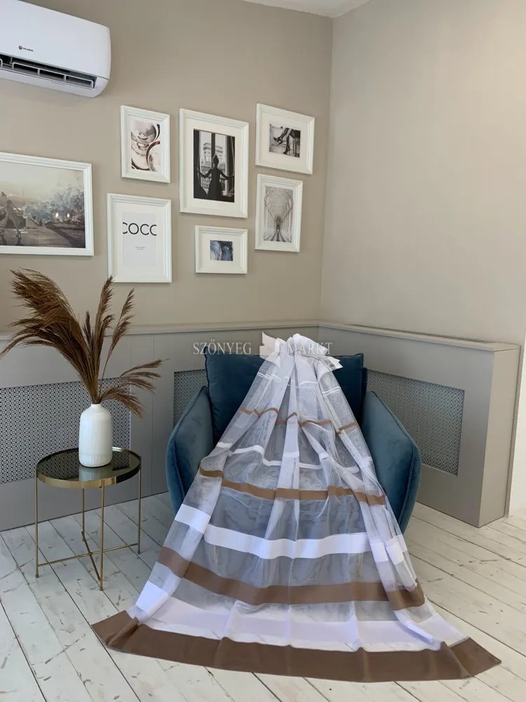 Kész függöny barna-csíkos mintás 300x180 cm