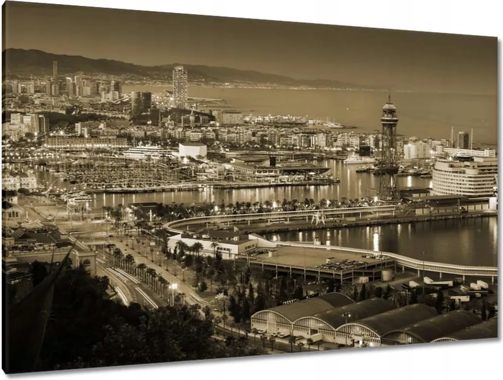 Festmények 120x80 Barcelona Éjszakai tájkép