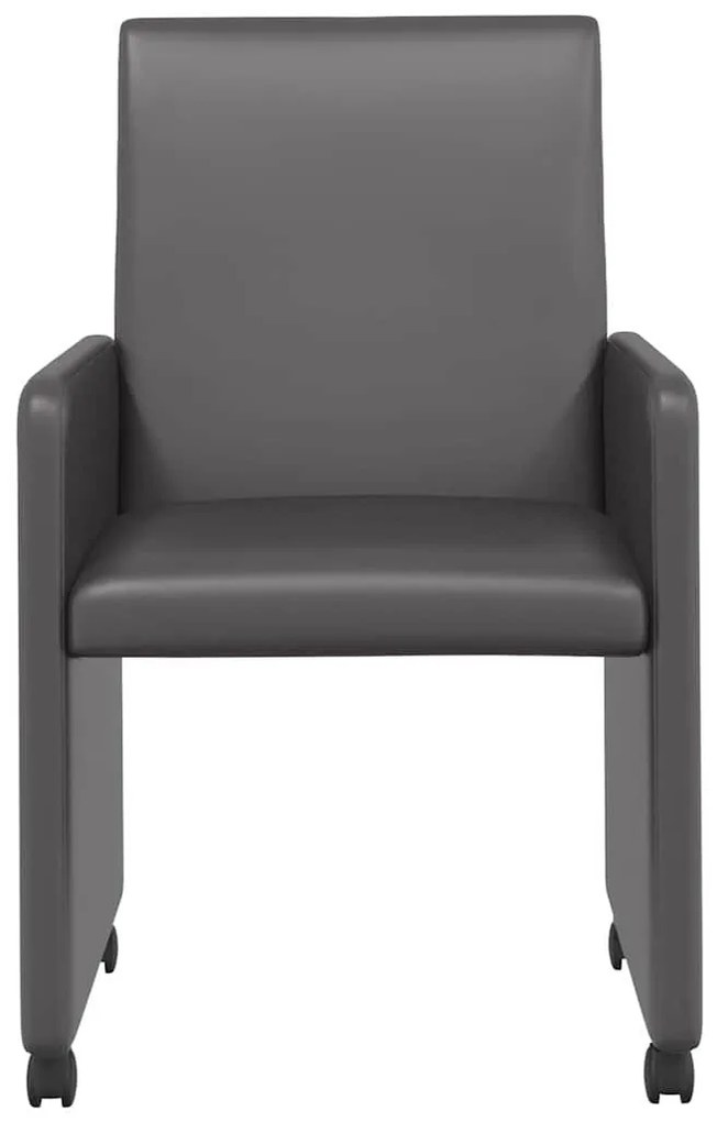 vidaXL Kerekes Étkező Székek 2 pcs Szürke 57 x 66 x 94 cm Műbőr