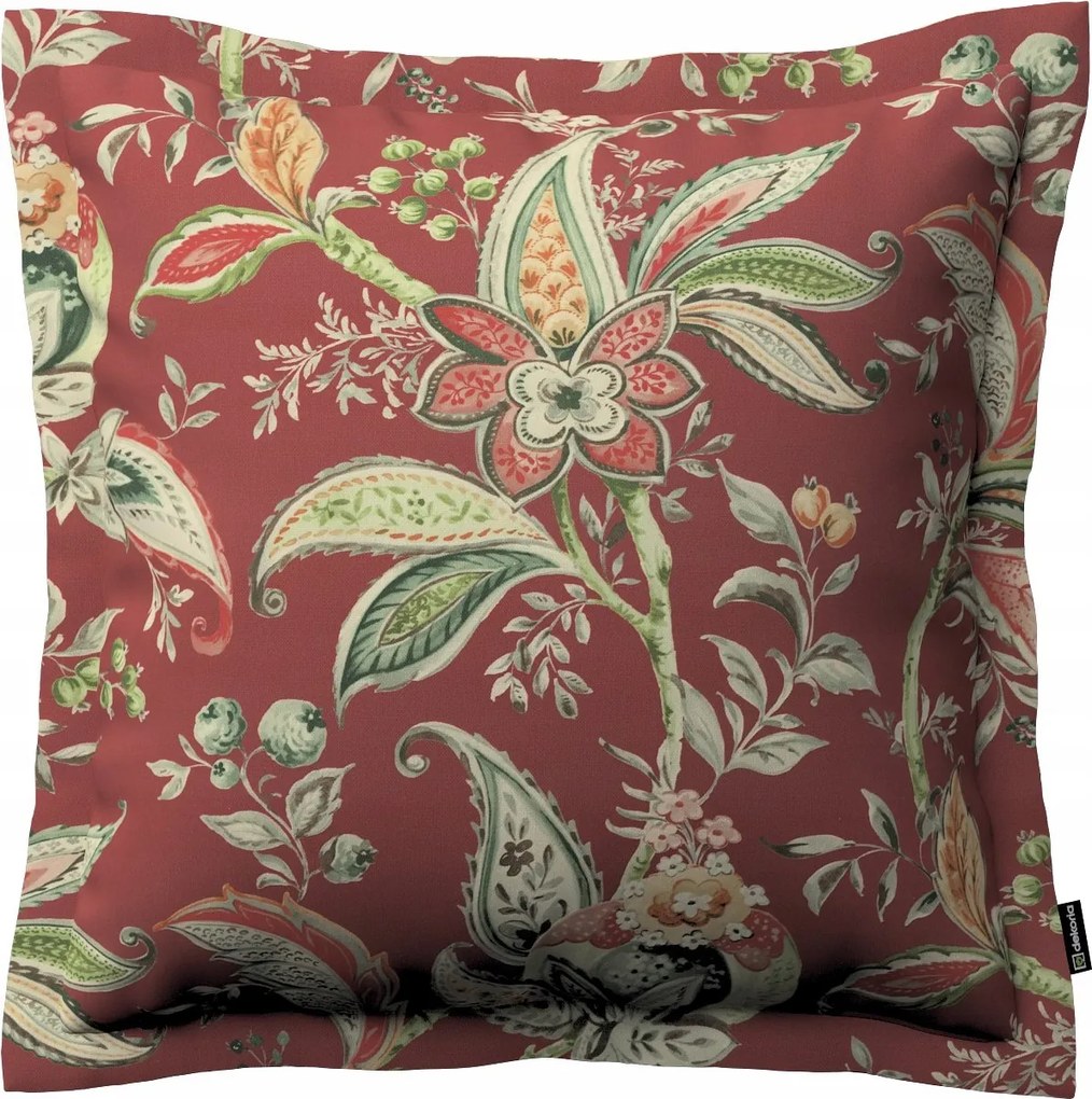 Dekoria Mona párnahuzat piros növényi mintákkal
