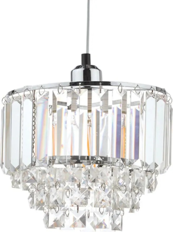LAURA ASHLEY 3727732-Q VIENNA Kristály Függesztett Lámpa Fehér, Csiszolt Króm E27 IP20