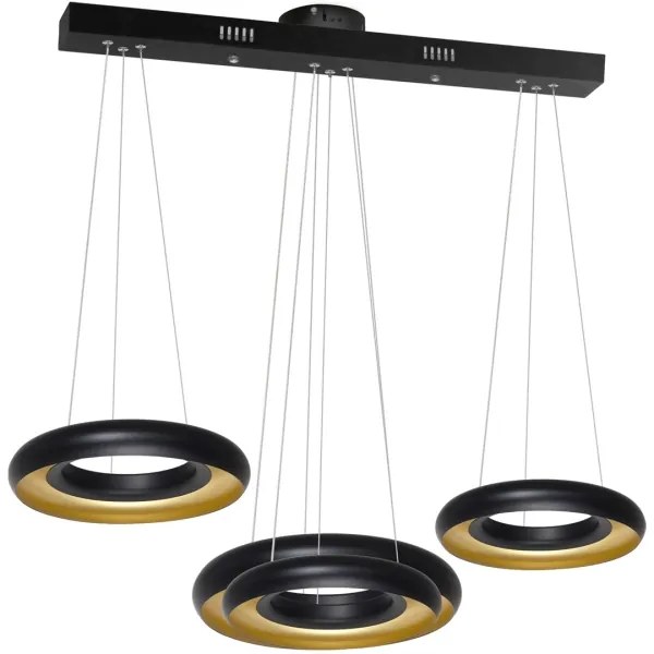 LED Csillár zsinóron RONDO 3xLED/12W/230V fekete