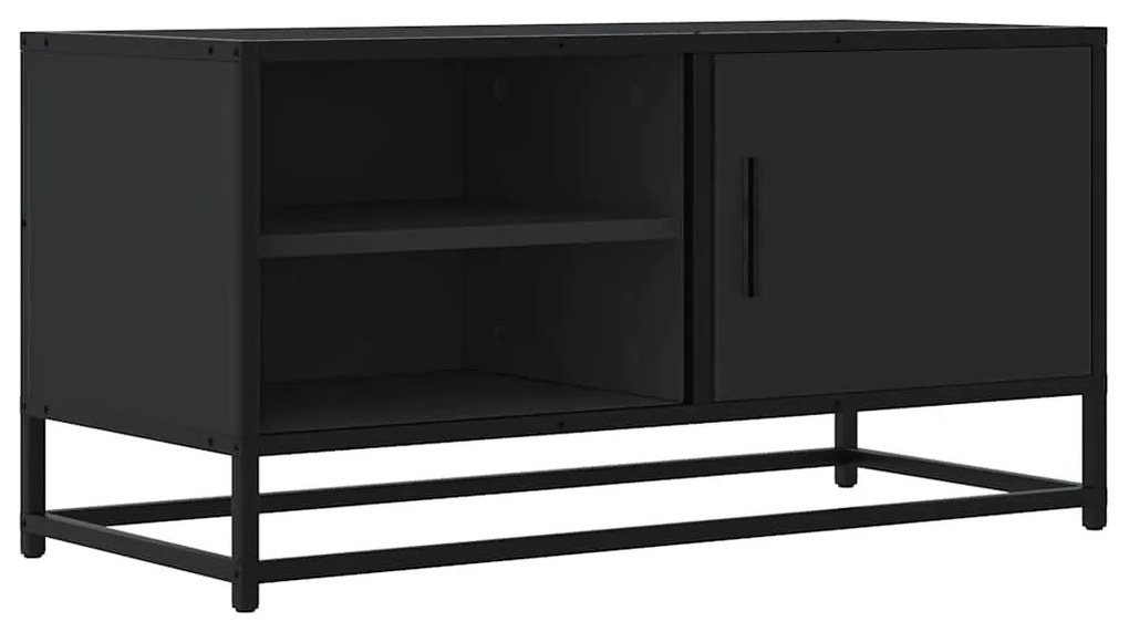 fekete szerelt fa és fém TV-szekrény 80x34,5x40 cm