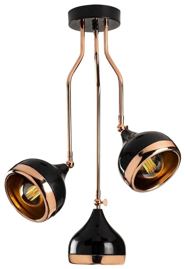 Rudas csillár YILDO 3xE27/40W/230V fekete/rézszínű