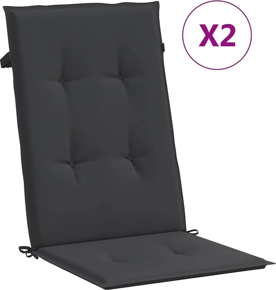 vidaXL 2 db fekete szövet kerti magas háttámlájú székpárna 120x50x3 cm