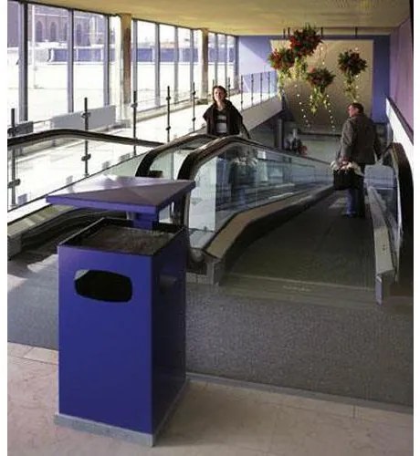 Manutan Fém kÜltéri szemetes kosár hamutartóval, térfogata 70 l, kék%