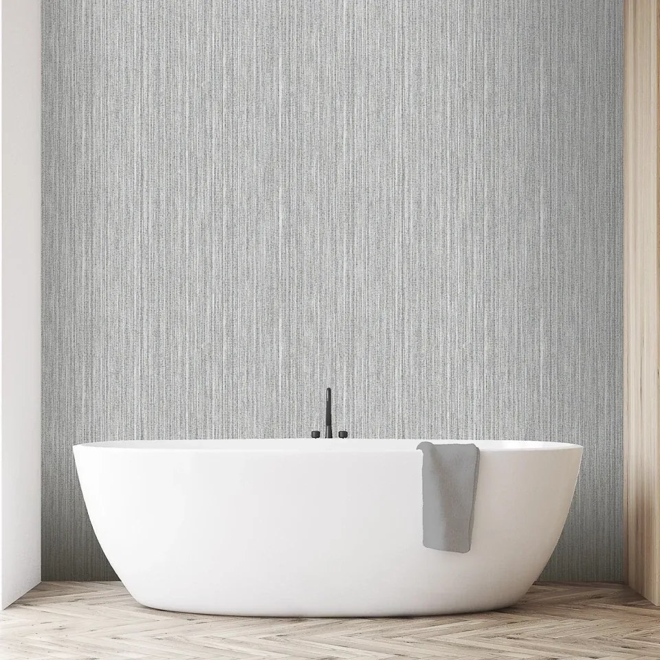 Arthouse Signature 2 Japandi Grasscloth szürke csíkos texturált vinyl tapéta – 100191AH