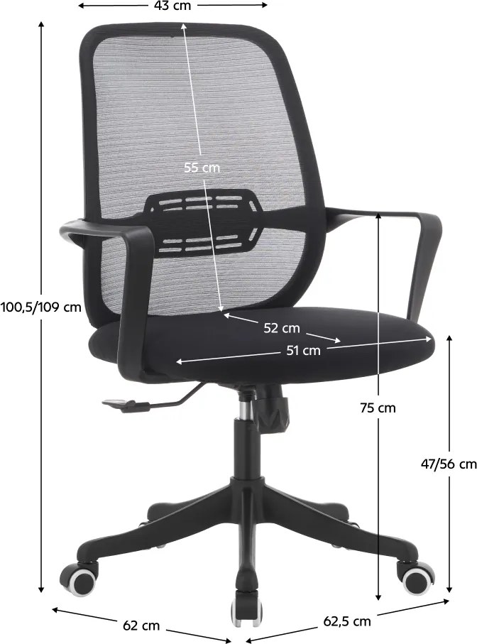 Irodai szék, fekete, DERVIN