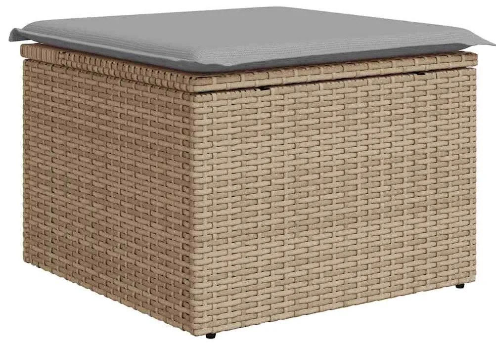 Kerti Kanapé Szett 6 pcs bézs és világosszürke Poli rattan