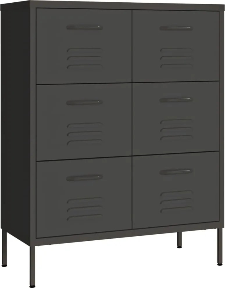 vidaXL antracitszürke acél fiókos szekrény 80 x 35 x 101,5 cm
