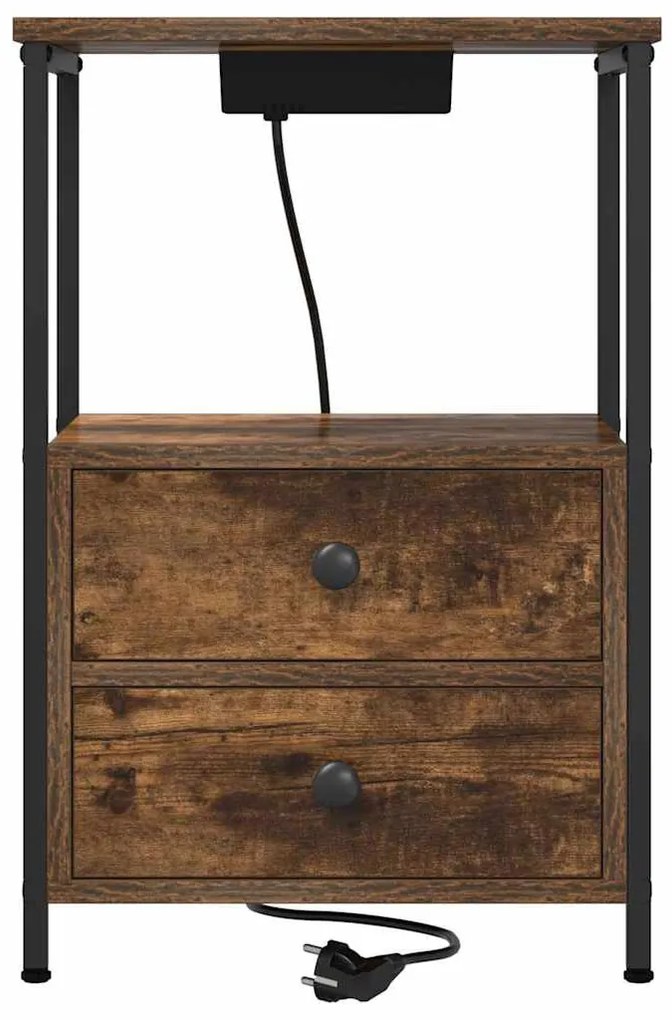 vidaXL Éjjeliszekrény fiókkal Füstölt tölgy 40 x 31 x 60 cm Faanyag