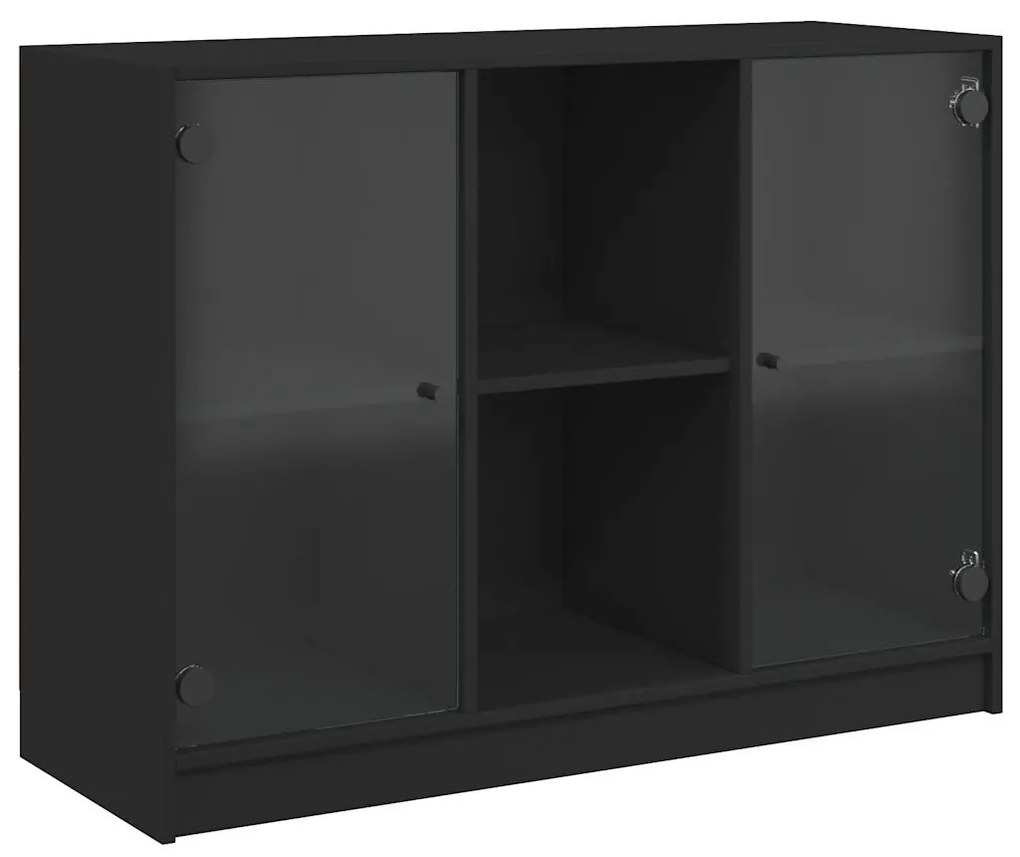 fekete szerelt fa tálalószekrény 102x37x75,5 cm