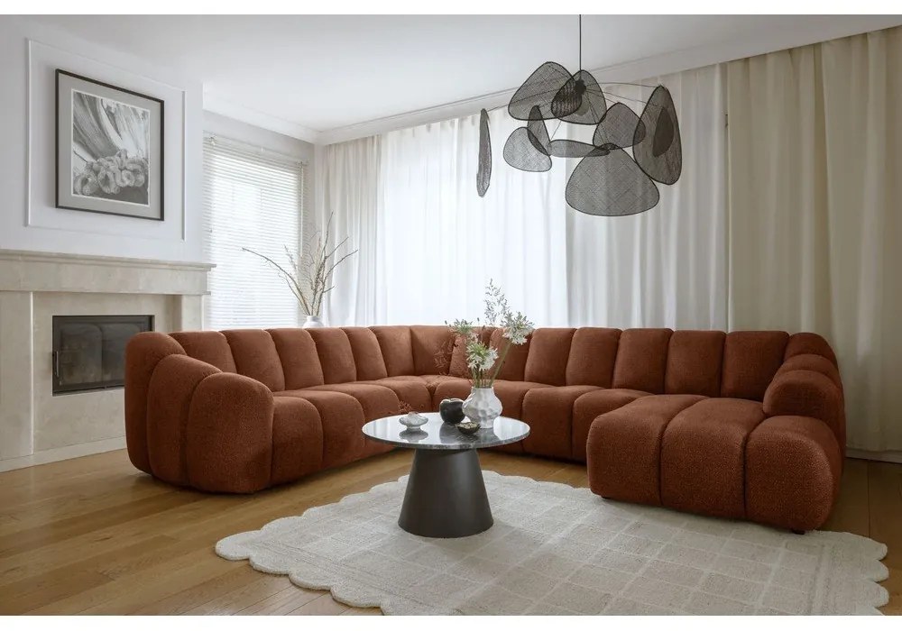 Terrakotta színű sarokkanapé (bal oldali-U alakú) Shell – Miuform