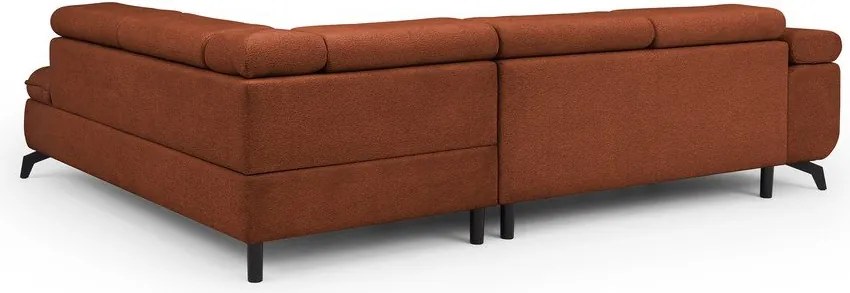 Terrakotta színű zsenília sarokkanapé (jobb oldali-L alakú) Marbeya – Ropez