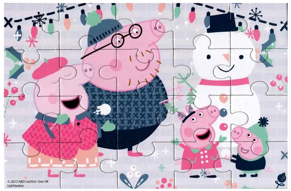 PEPPA MALAC hóemberrel gyermek puzzle 4 az 1-ben, 19x29 cm