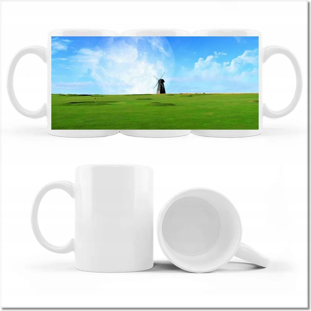 Fényképes bögre Golfpálya szélmalommal