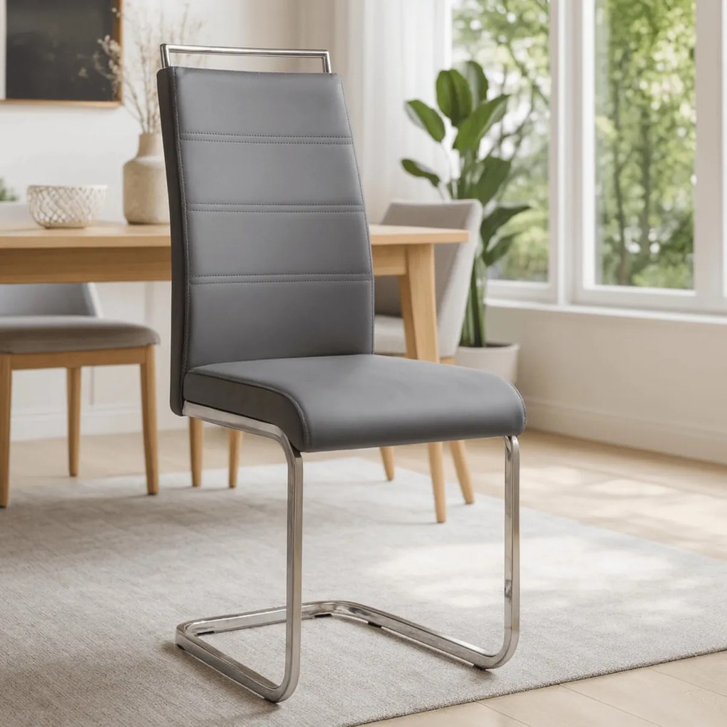 Szék szürke színben, műbőr kárpitozással. LOCA