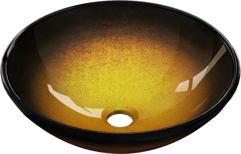 Mexen Mira üvegből készült pultra helyezhető mosdó 42 x 42 cm, sötét arany - 24124251