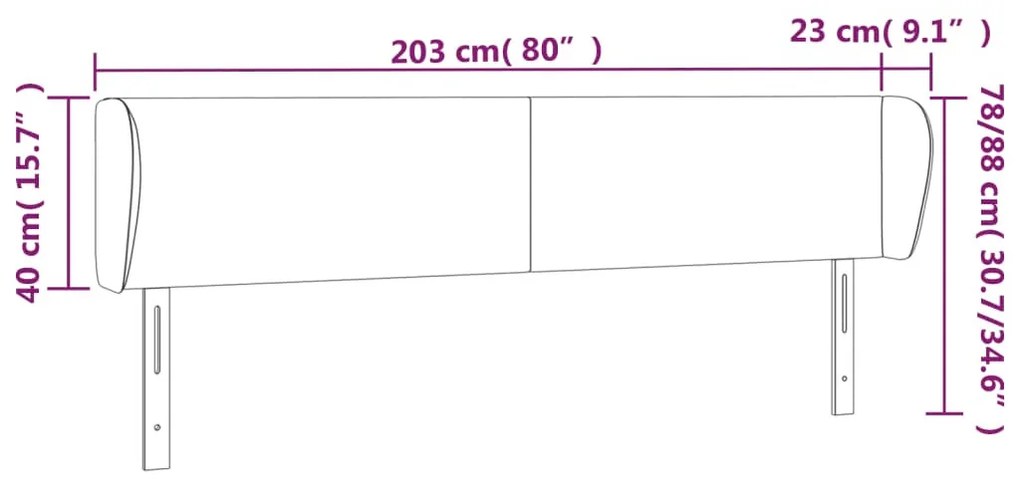 rózsaszín bársony fejtámla szárnyakkal 203x23x78/88 cm