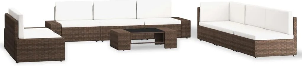 vidaXL 9 részes barna polyrattan kerti ülőgarnitúra