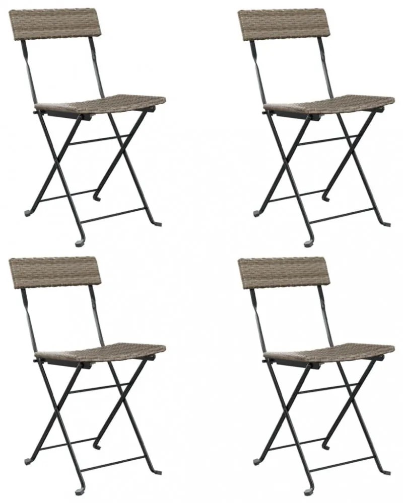 4 db szürke polyrattan összecsukható bisztrószék