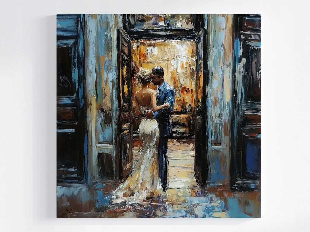 Poszter Pár Romantika Utca Szerelem Elegancia Művészet 40x40