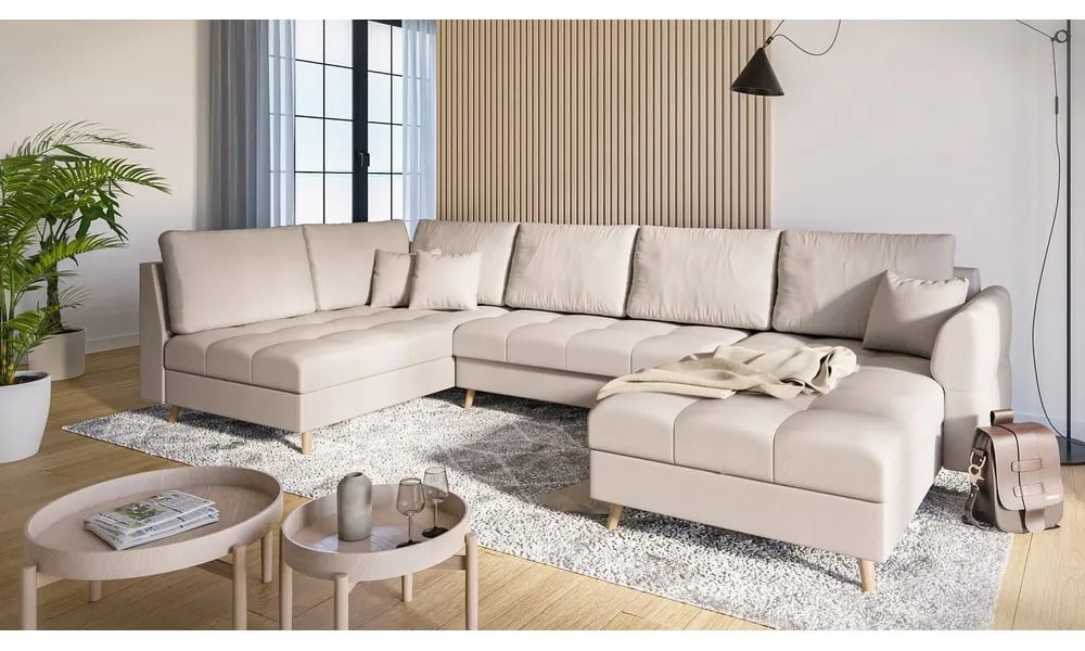 Krémszínű sarokkanapé (jobb oldali) Ariella – Ropez