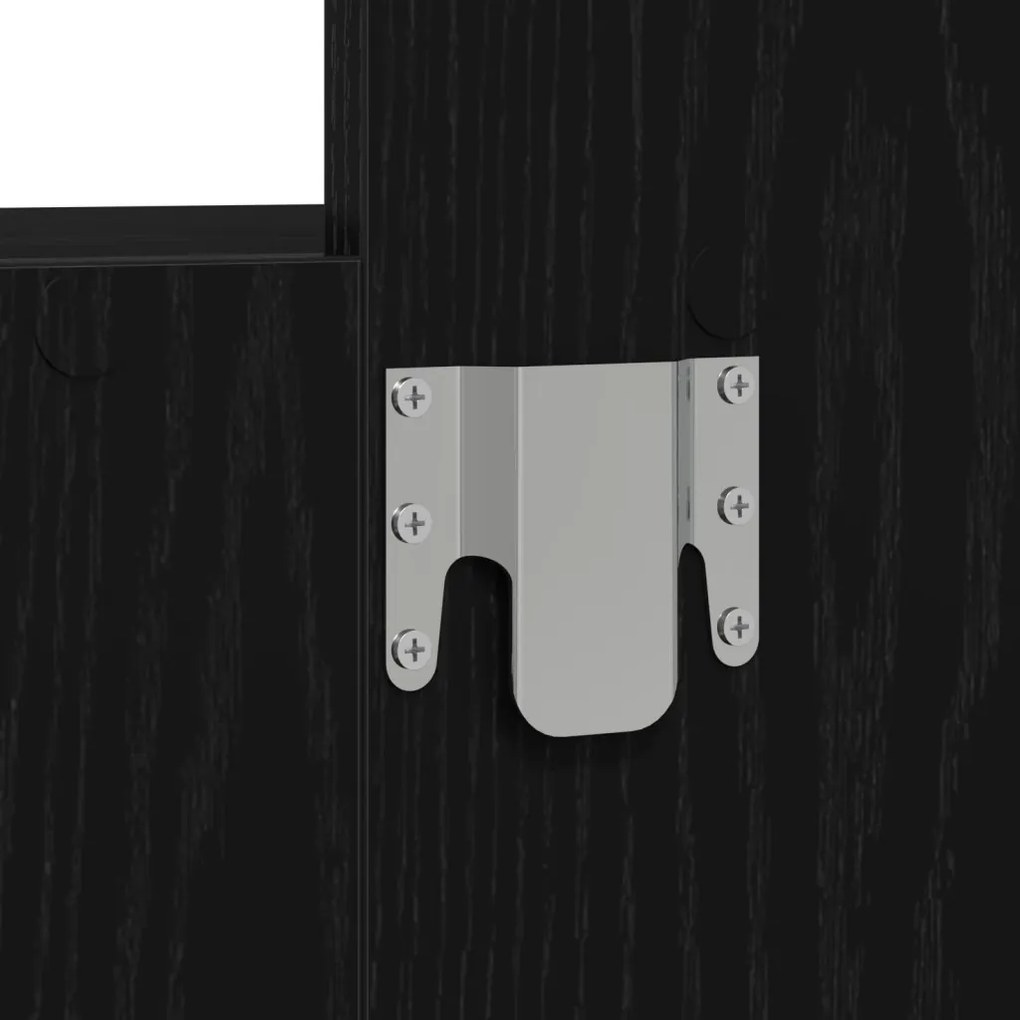 vidaXL Öltözködőasztal tükör lámpákkal Fekete 60 x 40 x 70 cm Faanyag