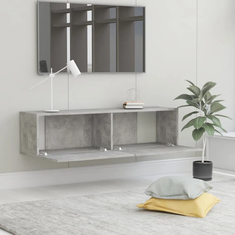 betonszürke szerelt fa TV-szekrény 120 x 30 x 30 cm