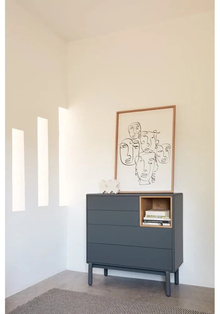 Sötétszürke alacsony komód 90x90 cm Corvo - Teulat